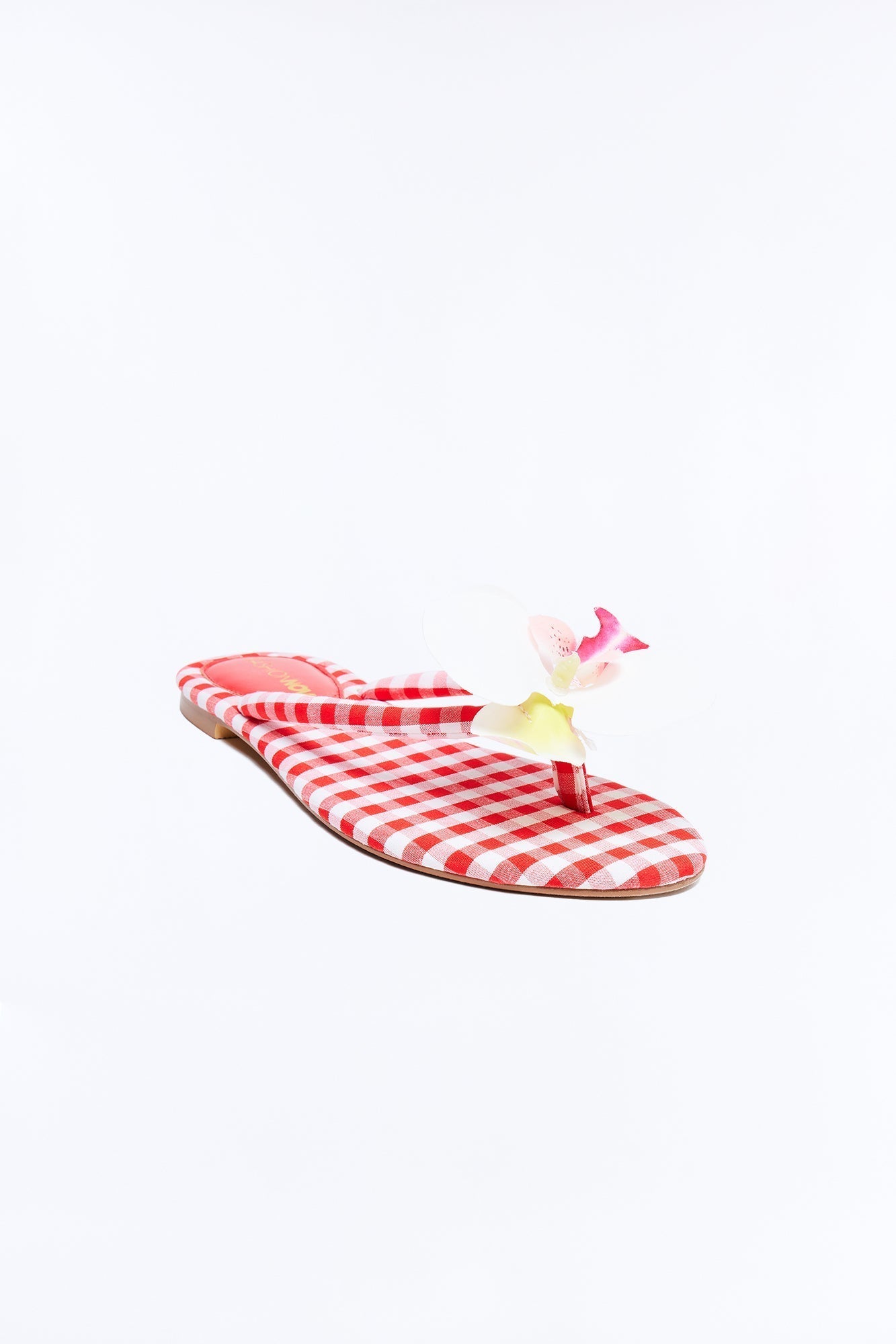 Ashbie Flower Gingham Flip Flops - Red
