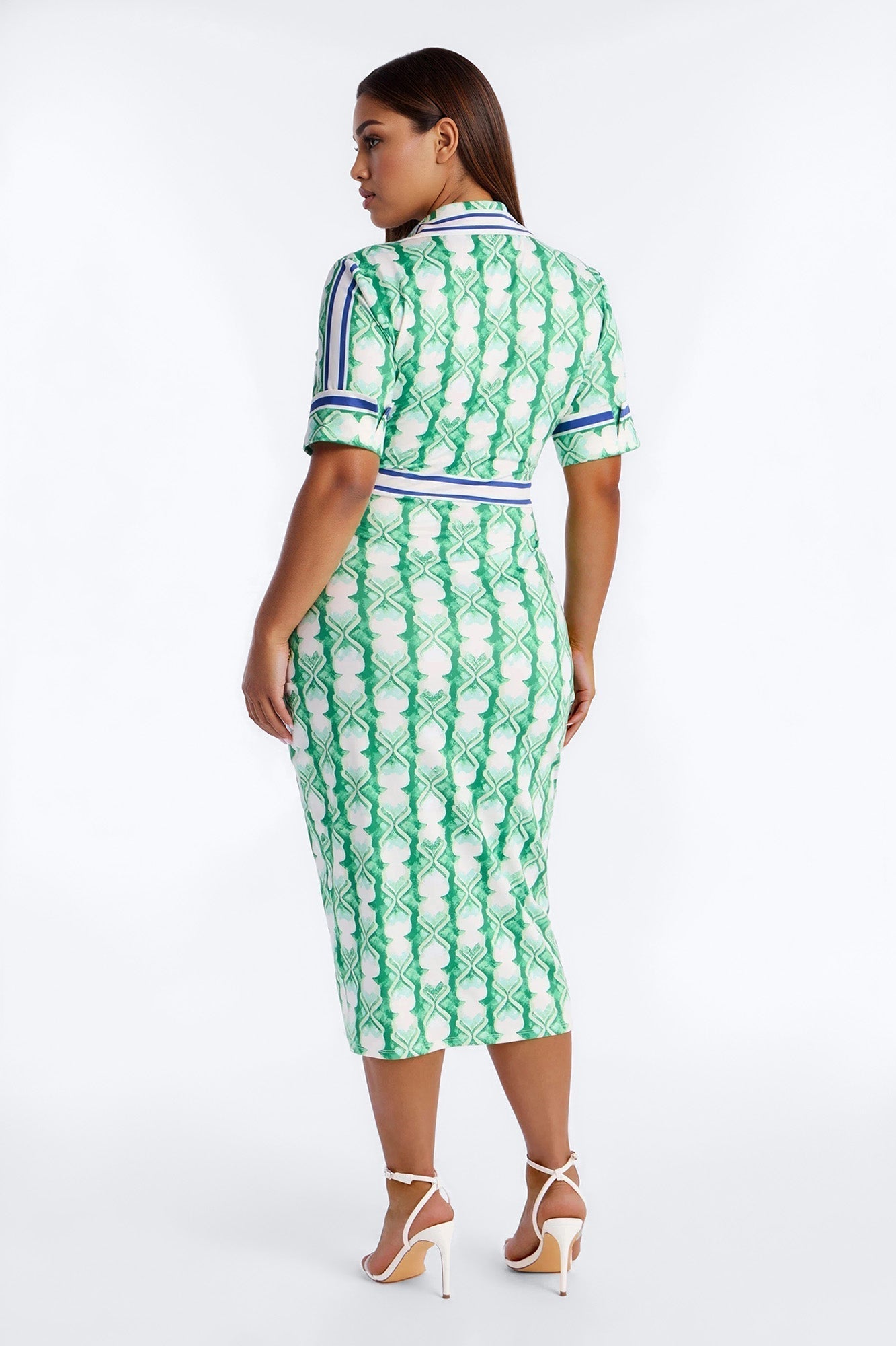 Camila Ruched Printed Midi Dress - Green/combo