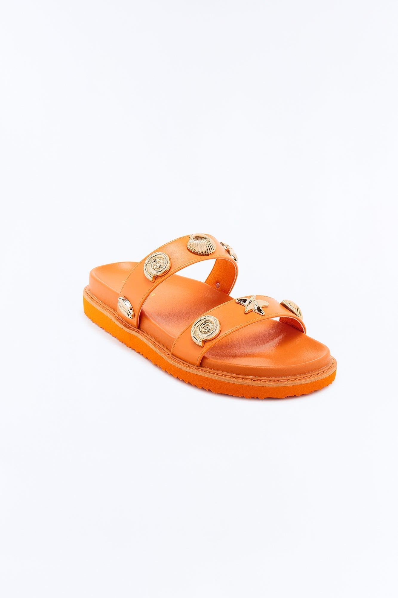 Ariella Shell Slides - Orange
