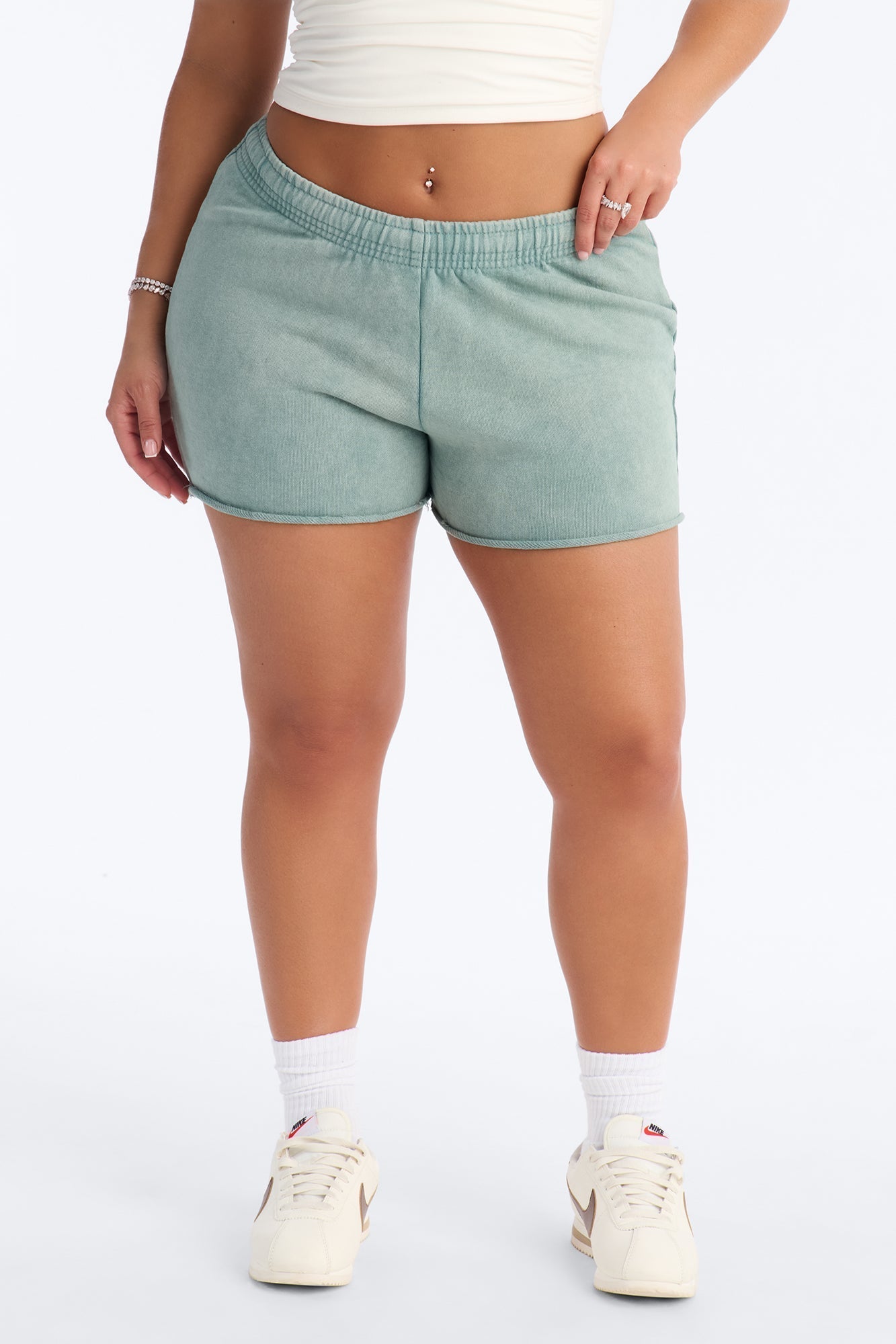 Maya Washed Micro Sweatshorts - Sage