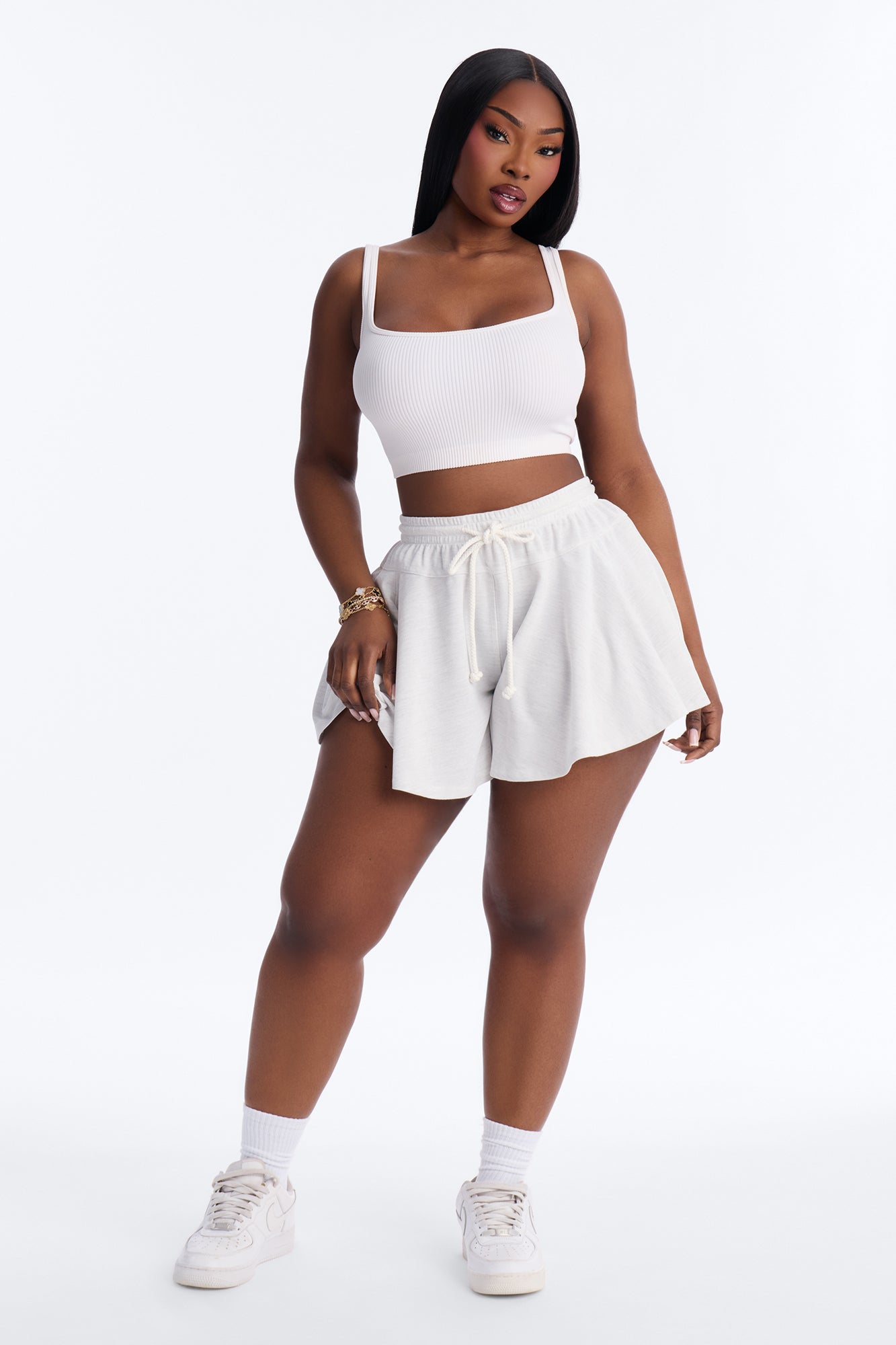 Hanging Around French Terry Flowy Short - Heather Grey