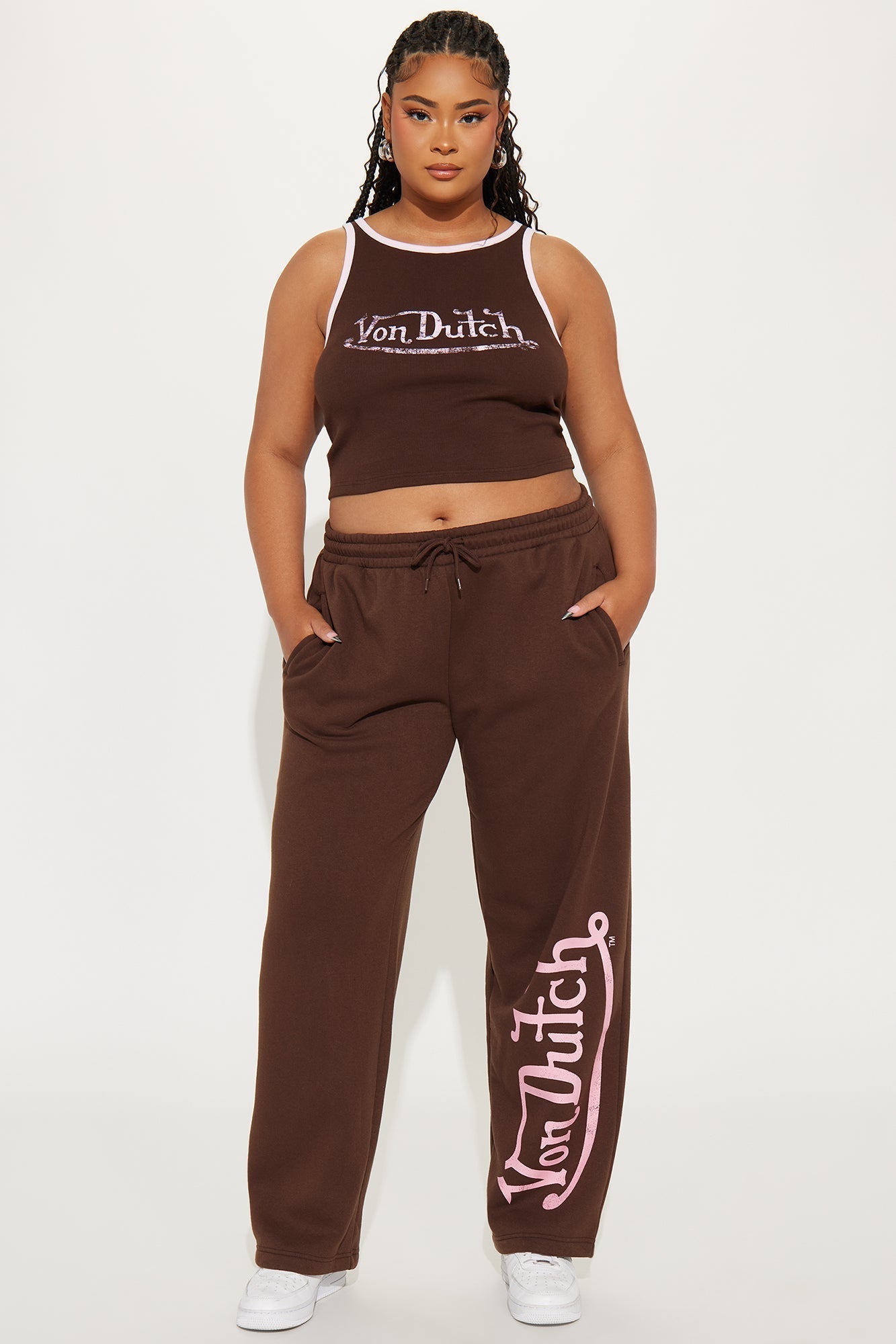 Von Dutch Washed Wide Leg Pant - Brown