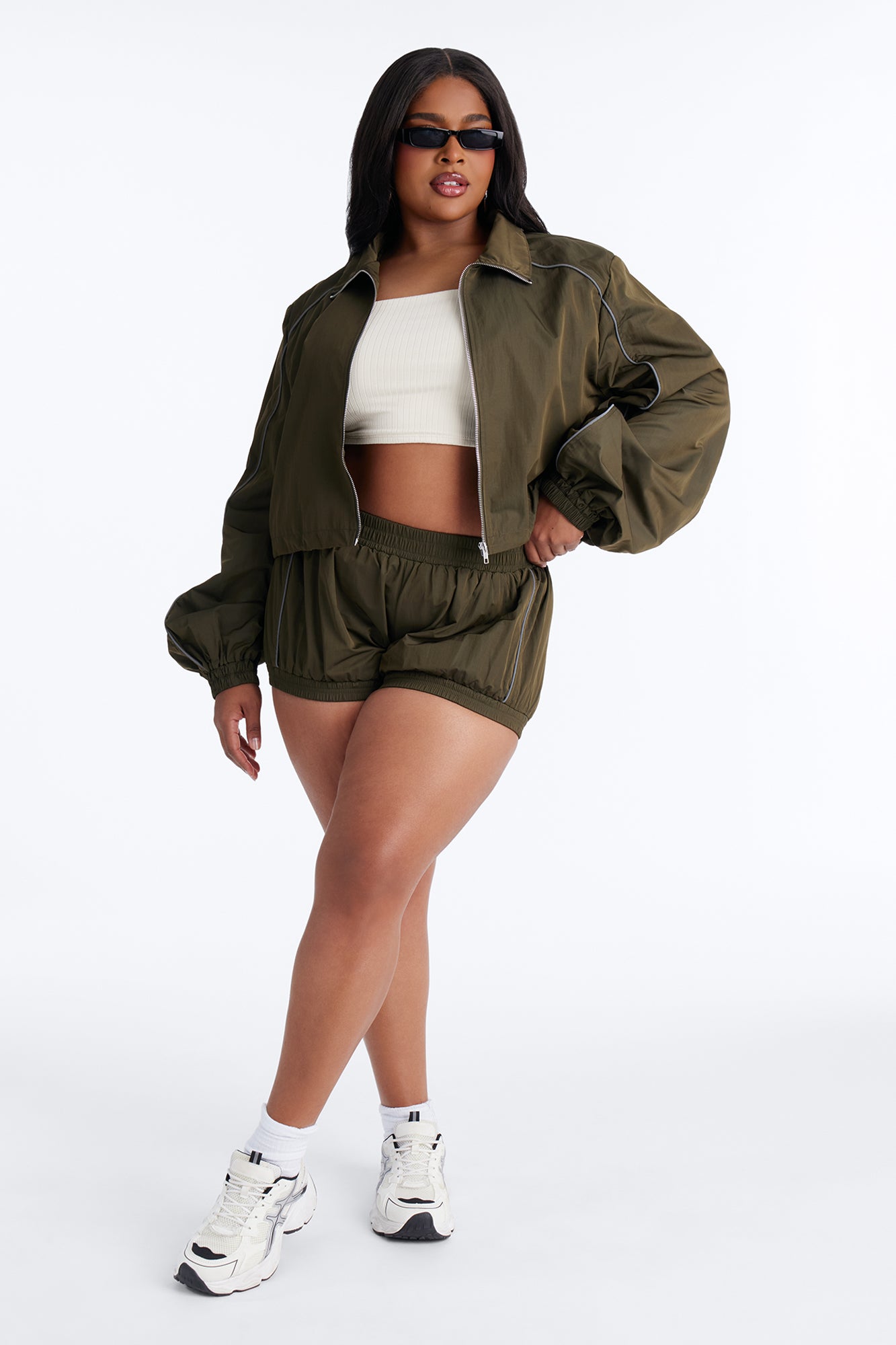 Make A Move Windbreaker Bloomer Shorts - Olive