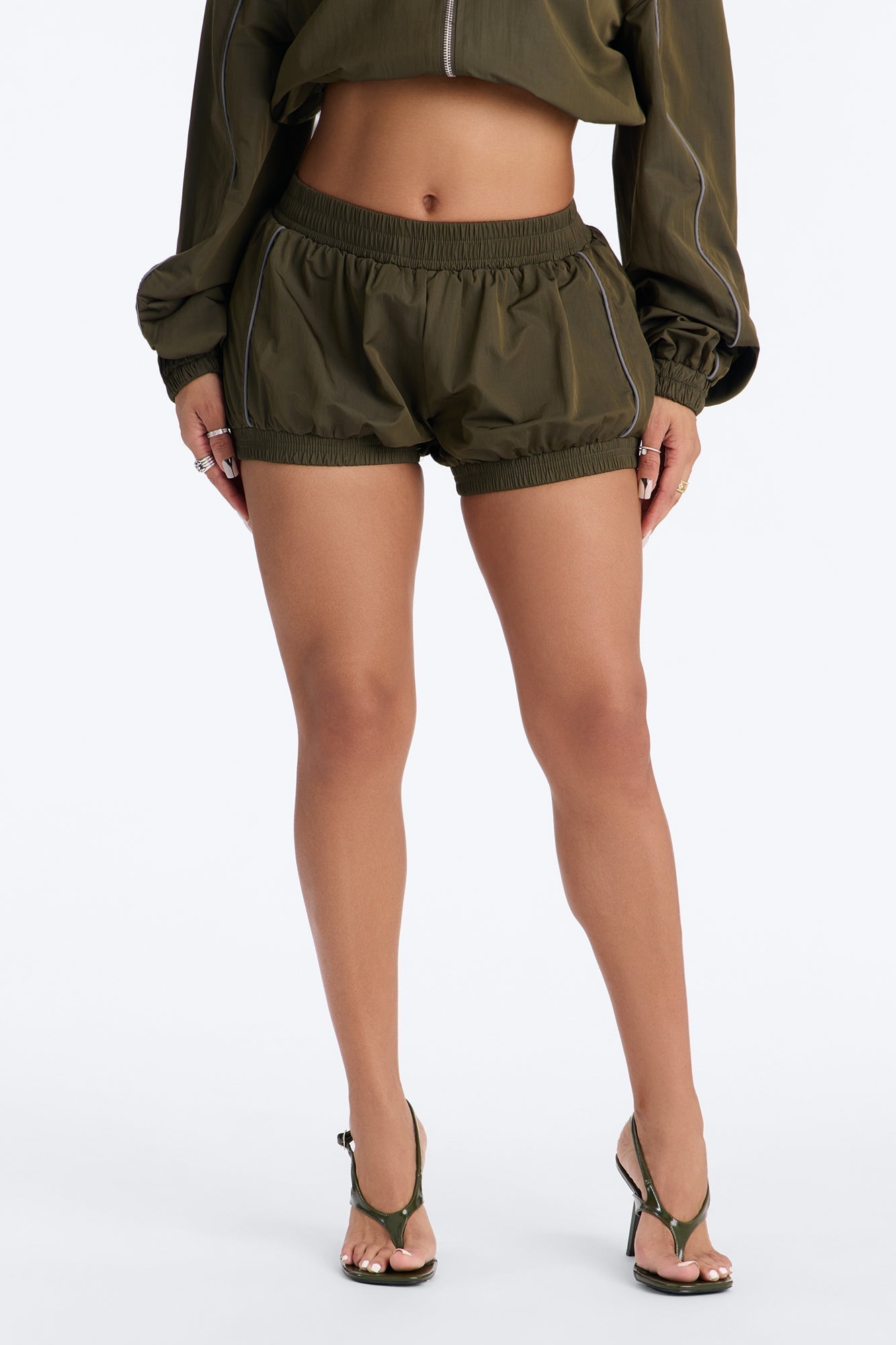 Make A Move Windbreaker Bloomer Shorts - Olive