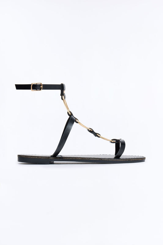 AJ Hardware Ankle Strap Sandals - Black