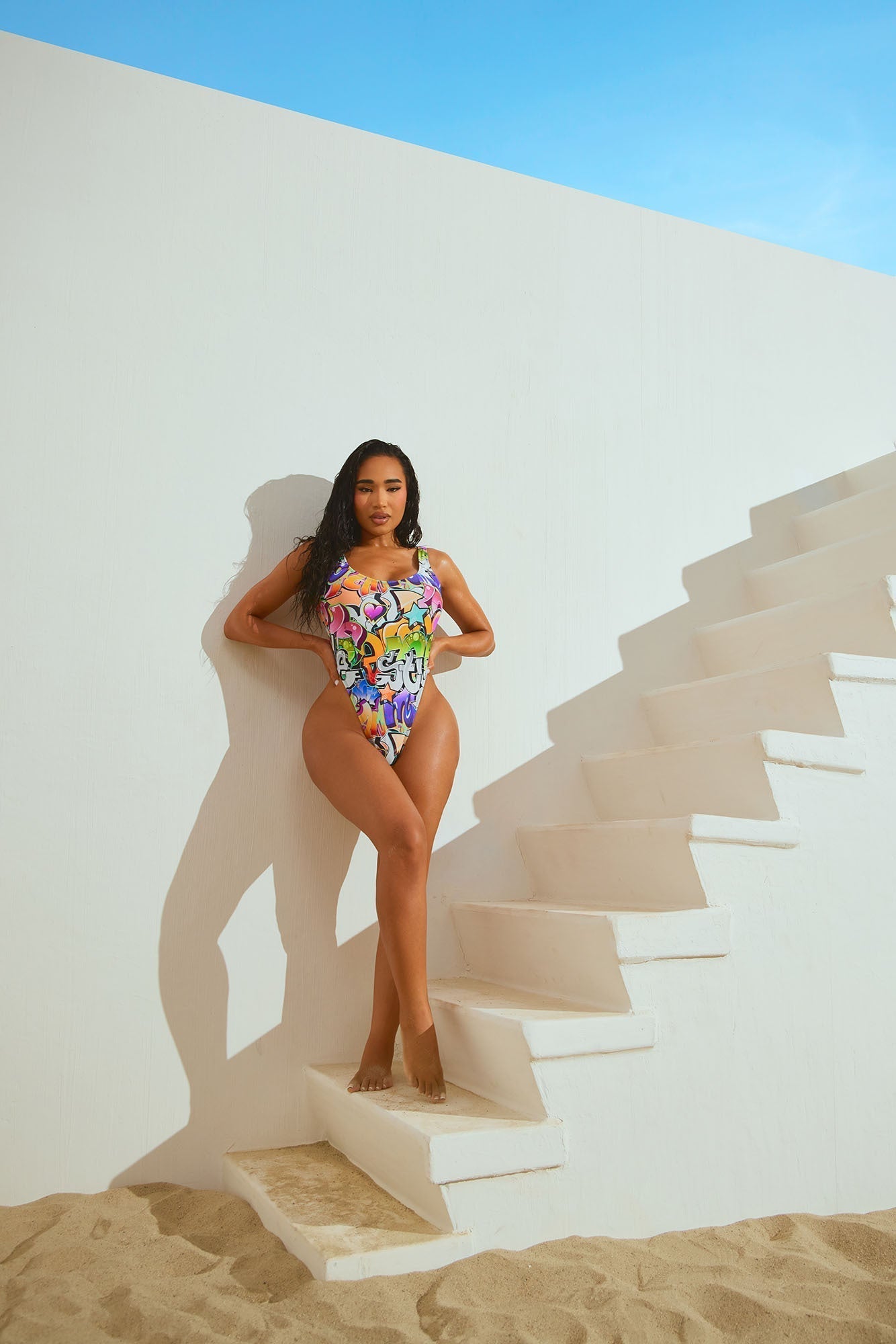 All That Graffiti 1 Piece Swimsuit - Multi Color
