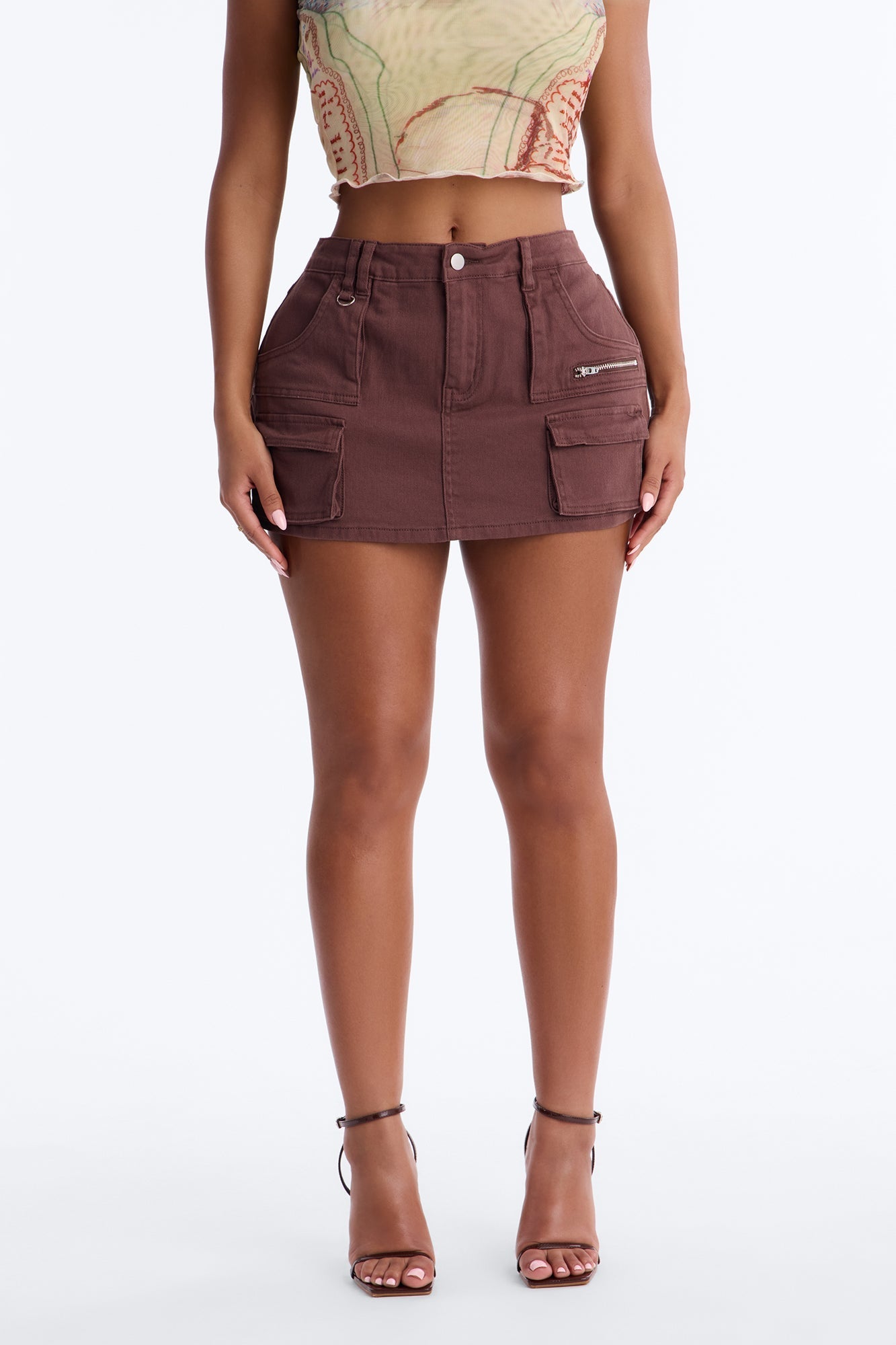 Feel The Pressure Cargo Mini Skort - Brown