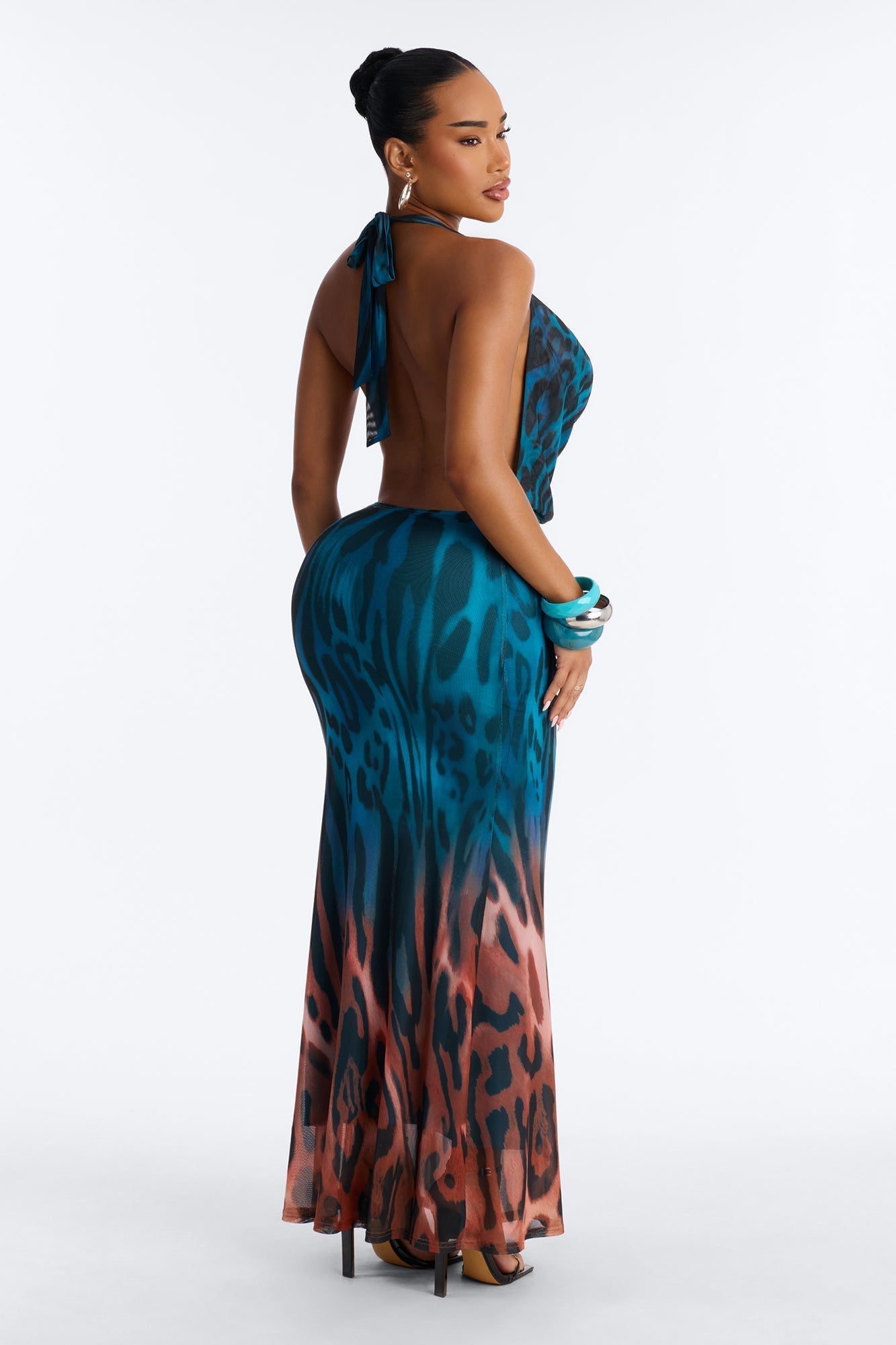 Bad Girl Behavior Mesh Maxi Dress - Teal/combo
