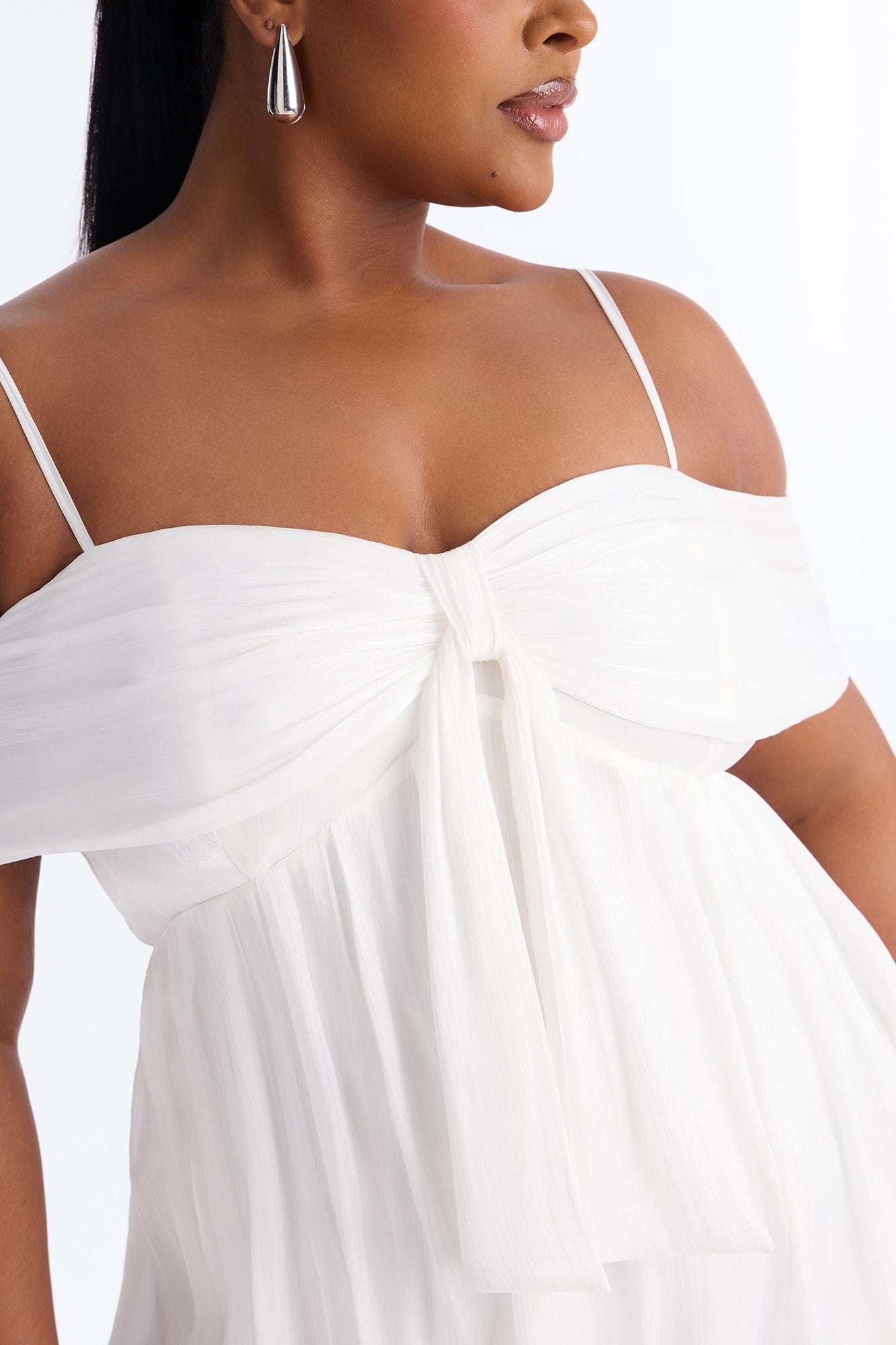 Timeless Pleated Organza Mini Dress - White