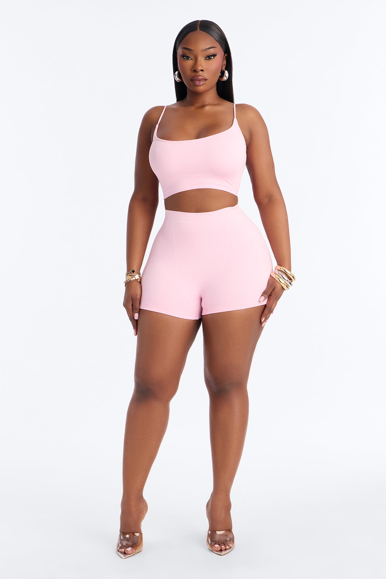 Seamless Smooth Double Lined Micro Hot Short - Light Pink
