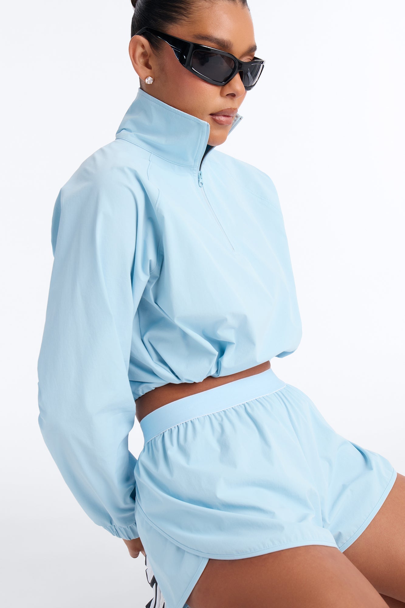 Alora Windbreaker Lounge Short - Light Blue