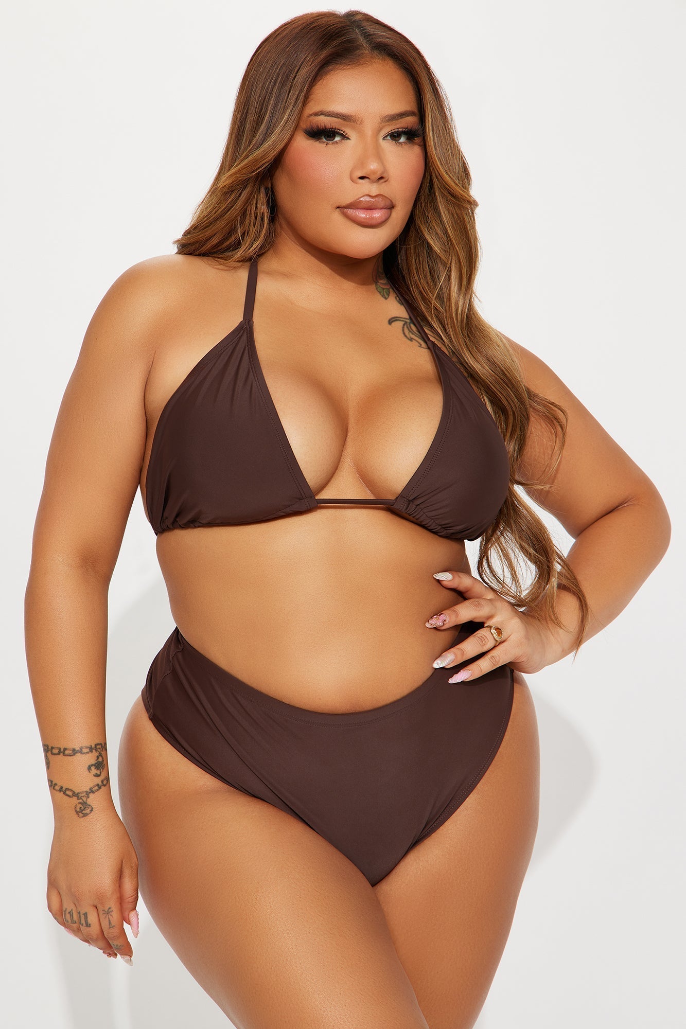Maui Mix And Match High Cut Cheeky Bikini Bottom - Chocolate