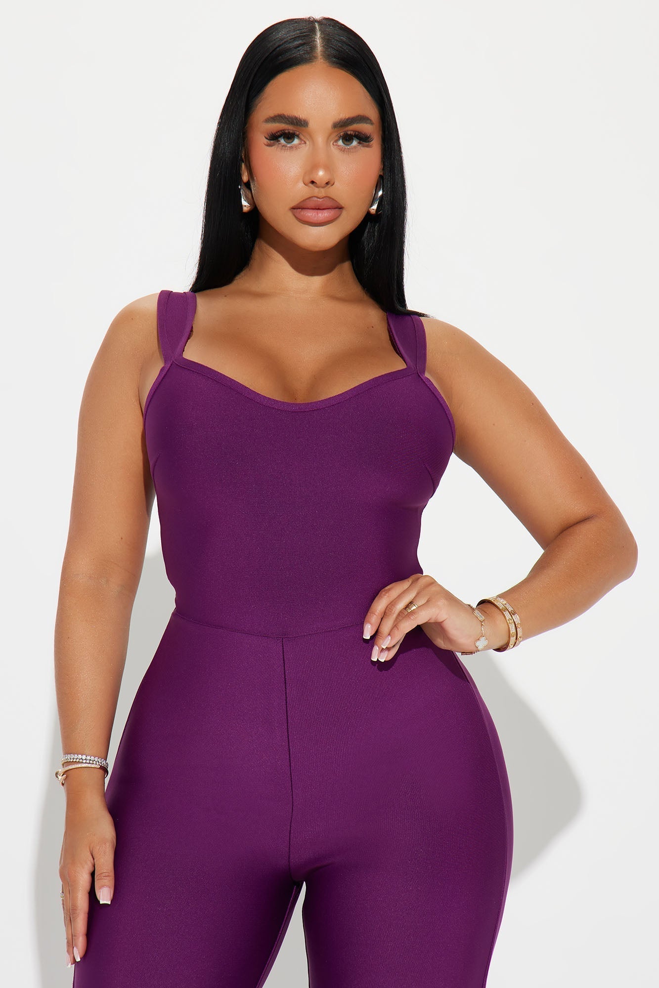 Over The Top Bandage Jumpsuit - Plum