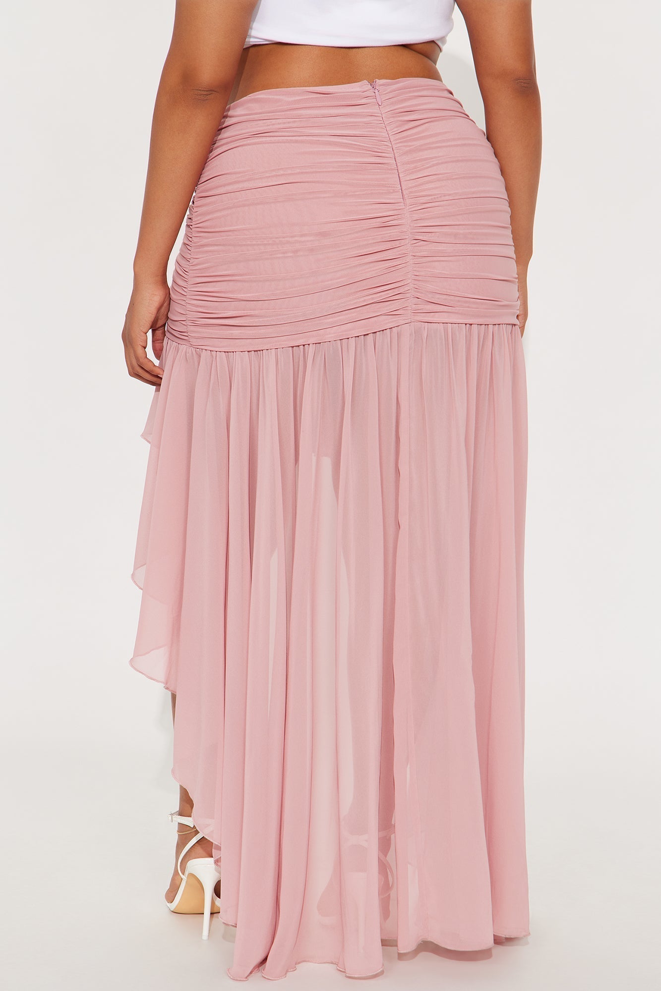 Aria Asymmetrical High Low Maxi Skirt - Mauve