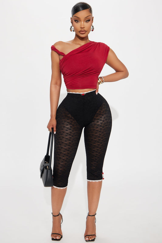 Remina Lace Capri Legging - Black/combo