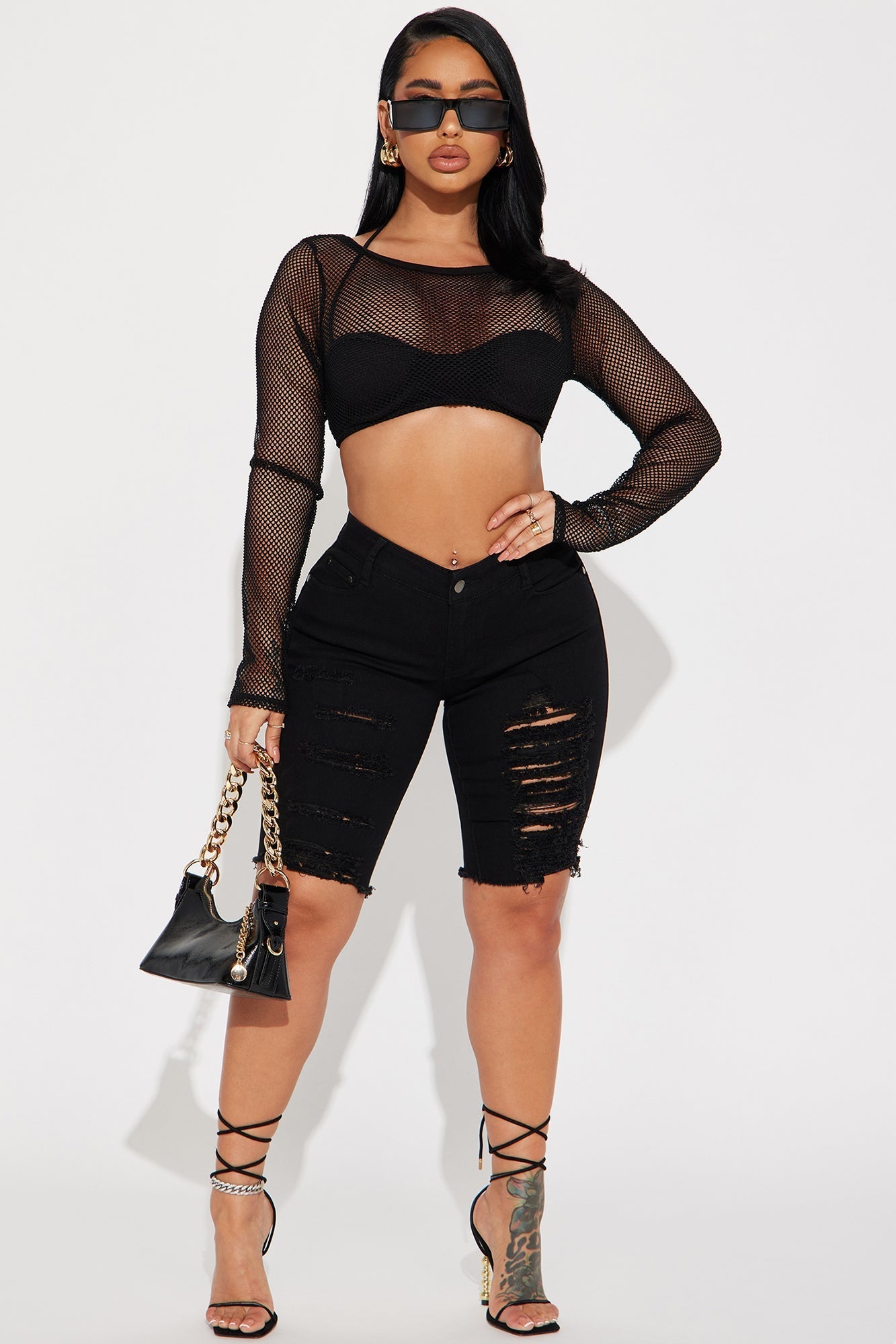 Playing It Cool Denim Bermudas - Black
