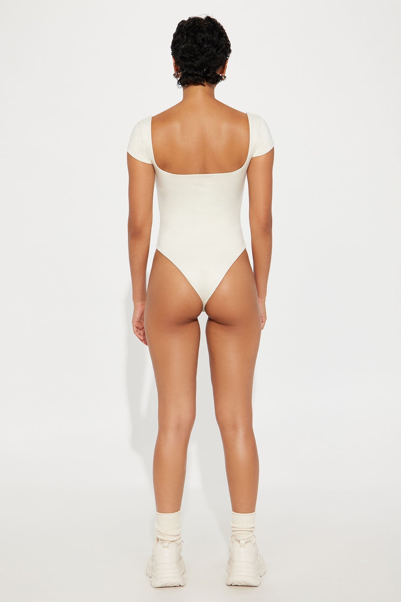 Contour Double Lined Square Neck Bodysuit - Bone