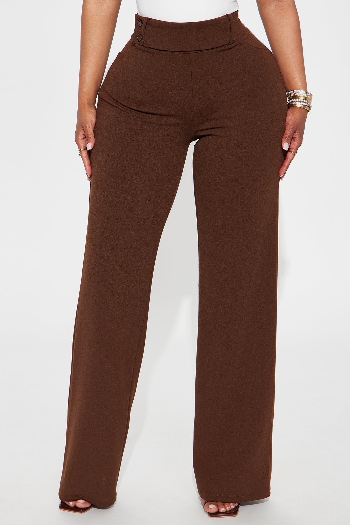 Office Tea Straight Leg Trouser Pant - Chocolate