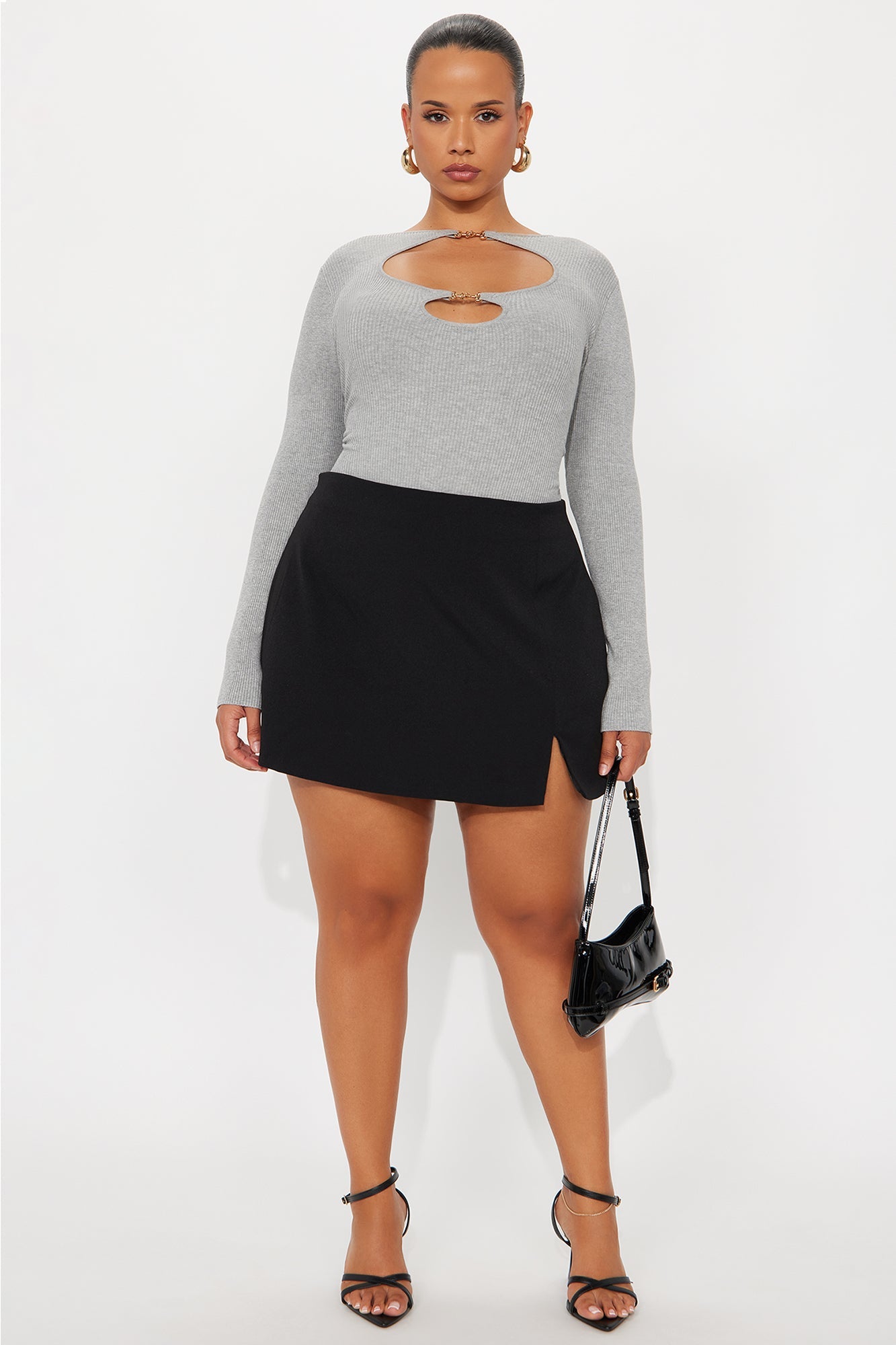 Sara Cut Out Bodysuit - Grey