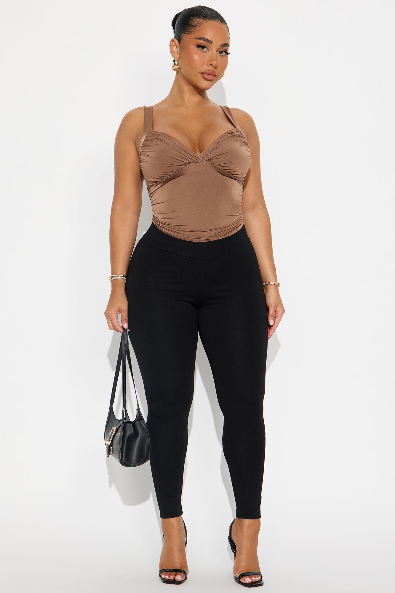 Go For It Ruched Top - Chocolate