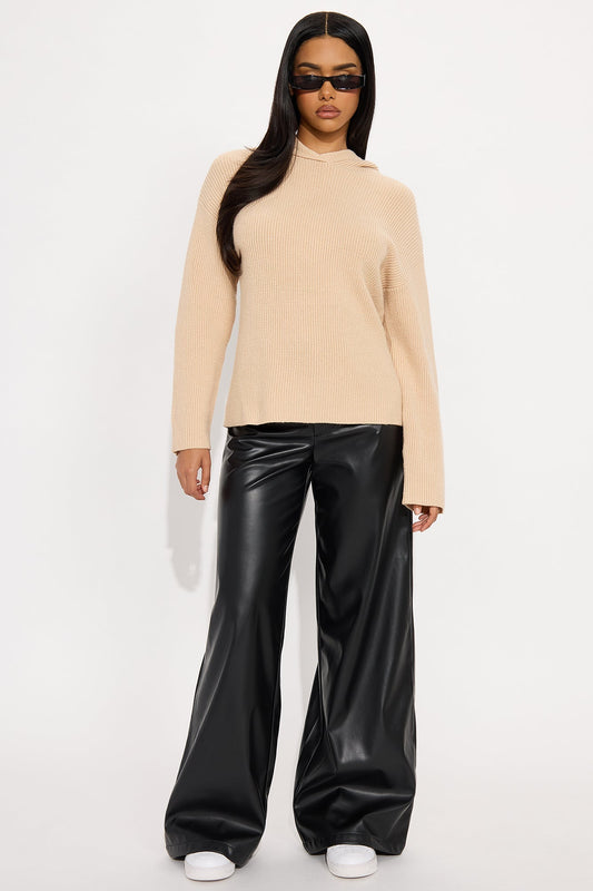 Just For Now Faux Leather Wide Leg Pant 33 - Black