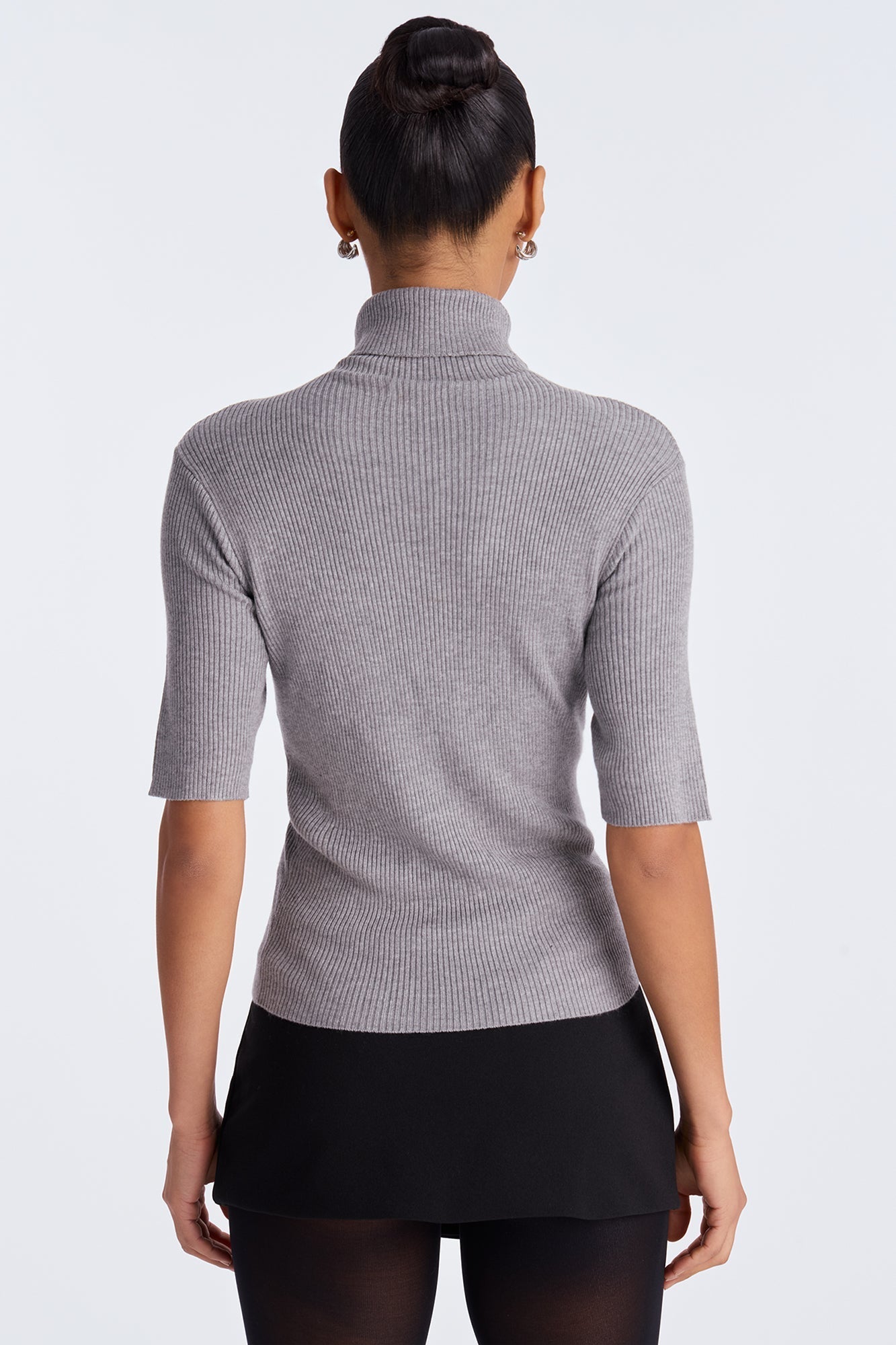 Winter Glow Turtle Neck Sweater Top - Heather Grey