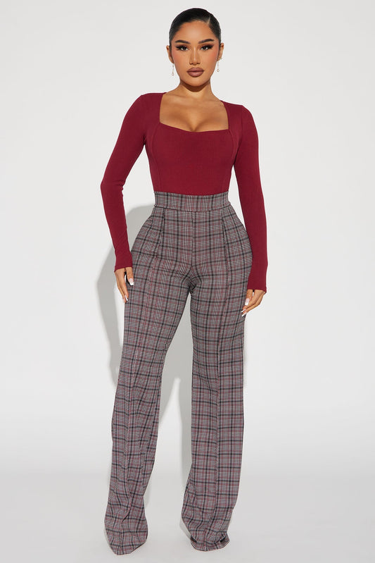 Victoria High Waisted Dress Pant - Black/Red