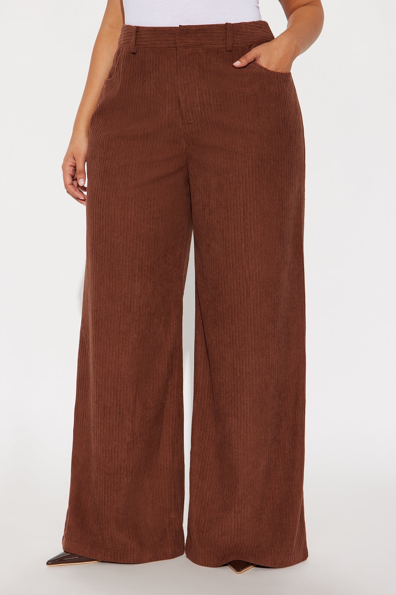 Golden Hour Groove Wide Leg Corduroy Pant 33 - Brown