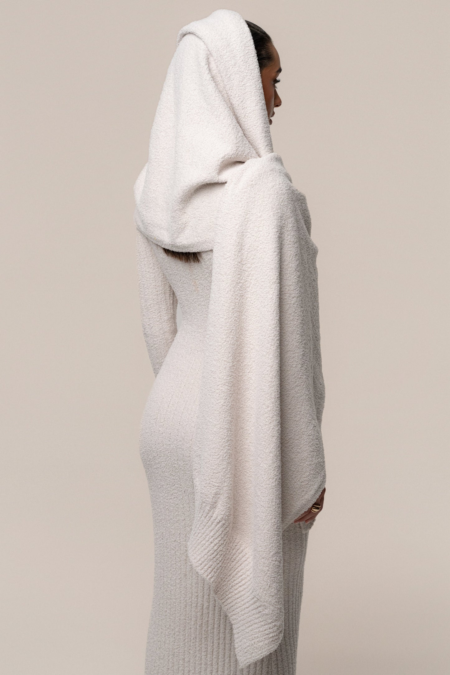 Cream First Class Ribbed Maxi Dress